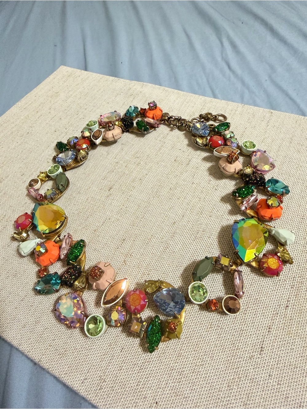 J. Crew Multicolor Crystal Wreathe Floral Brulee Statement Necklace - Picture 2 of 14